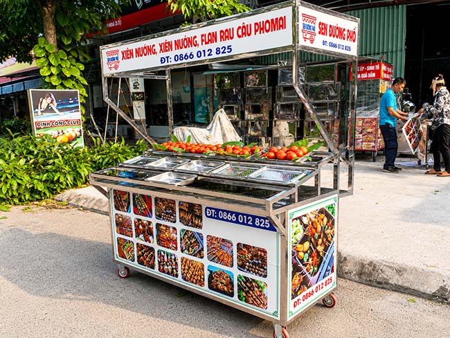 Logo thương hiệu xe bán thịt xiên nướng 1m5 mái bằng