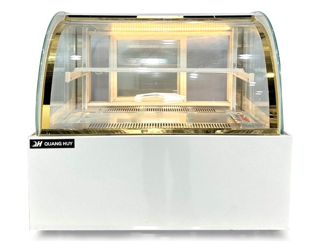 Tủ bánhkem để bàn 90cm kính cong 2 tầng