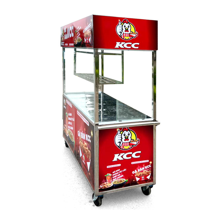 Xe bán gà rán KCC 1m5 mái bằng thiết kế tối giản