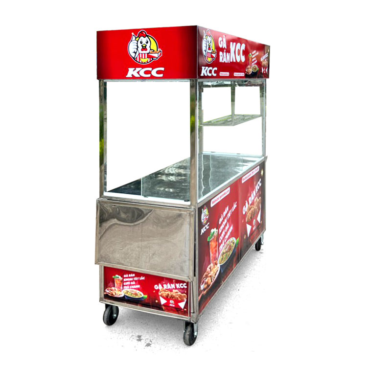 Xe bán gà rán KCC 1m5 mái bằng thuận tiện cho việc xây dựng thương hiệu