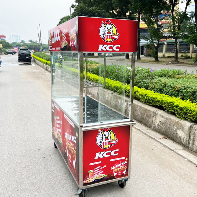 Xe bán gà rán KCC 1m5 mái bằng tối ưu không gian