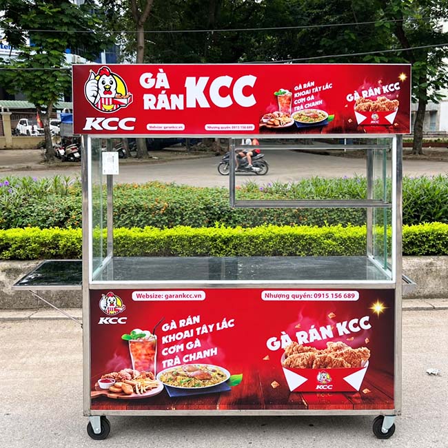 Xe bán gà rán KCC 1m5 mái bằng vệ sinh dễ dàng