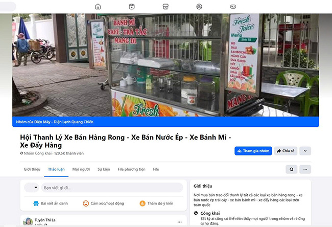 Xe bán hàng rong cũ trên kênh thanh lý qua mạng xã hội