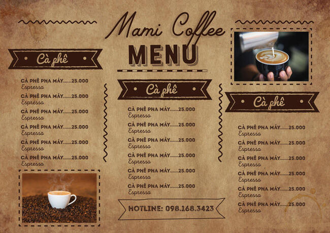 Lên menu cho quán cafe