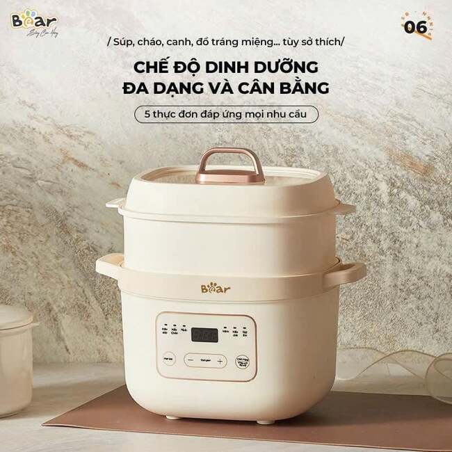 Nồi điện nấu cháo dinh dưỡng Bear