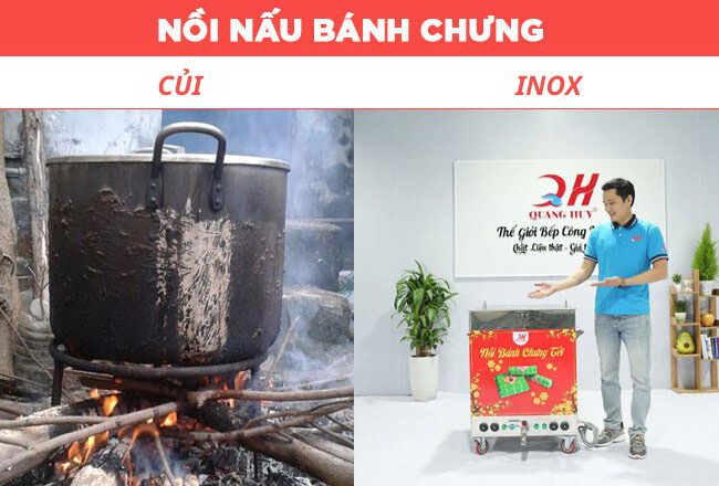 So sánh nồi nấu bánh chưng bằng củi và nồi nấu bánh chưng điện