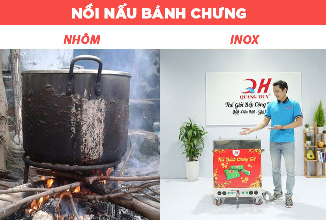 So sánh nồi luộc bánh chưng bằng điện và nồi bánh chưng bằng nhôm