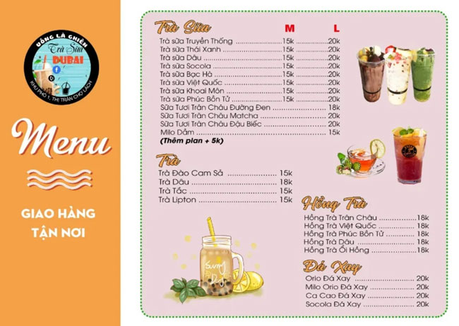 Lên menu cho xe trà sữa