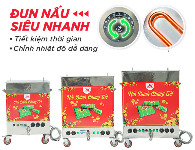 Nồi luộc bánh chưng Quang Huy đun nấu siêu nhanh