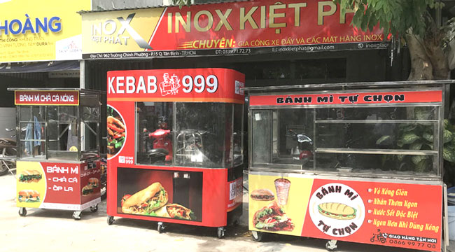 Xe cá viên chiên Inox Kiệt Phát