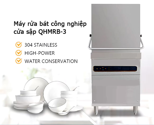 Máy rửa bát công nghiệp cửa sập QHMRB-3