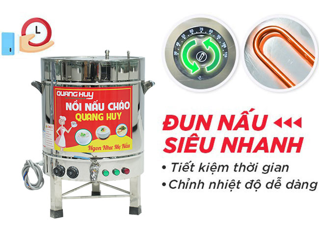 Đầu tư nồi cháo điện Quang Huy tối ưu thời gian và công sức nấu