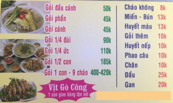 Đa dạng thực đơn cho quán cháo vịt