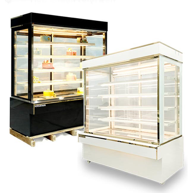 Tủ bánh kem 1m5 kính vuông 5 tầng mới