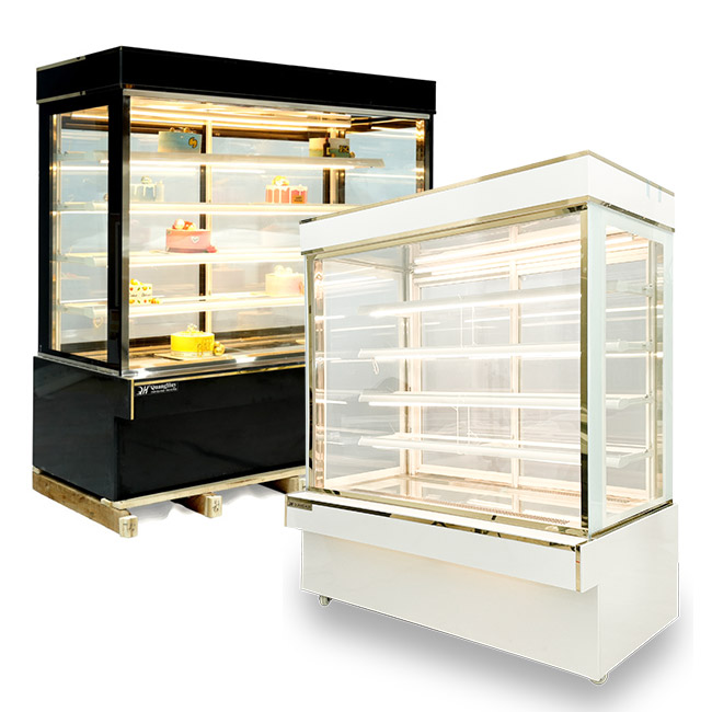 Tủ bánh kem 1m5 kính vuông 5 tầng mới