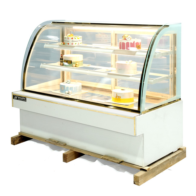 Thiết kế bên trong tủ trưng bày bánh kem 1m8 kính cong