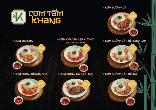 Menu quán Khang