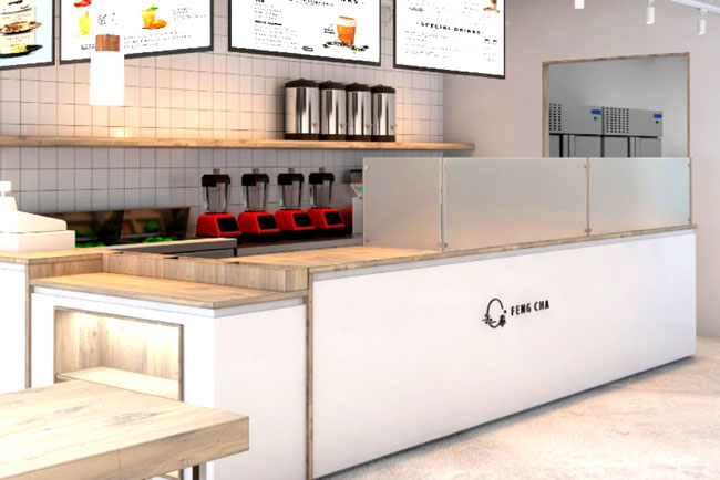 Quầy pha chế nhựa mặt bàn gỗ