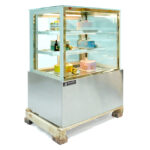 Tủ bánh kem 90cm kính vuông inox 3 tầng