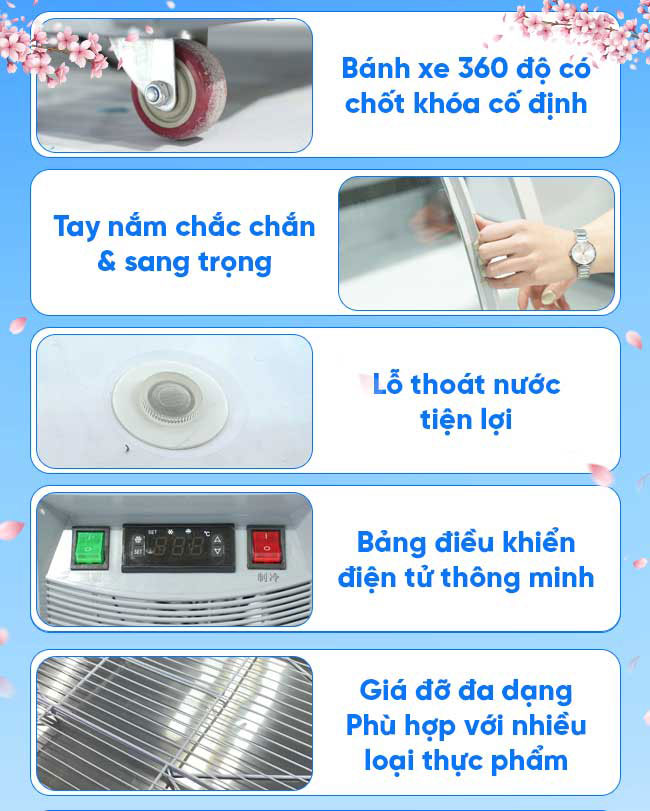 Các chế độ tiện ích của tủ mát trưng bày 3 cánh 2MNM-1168L