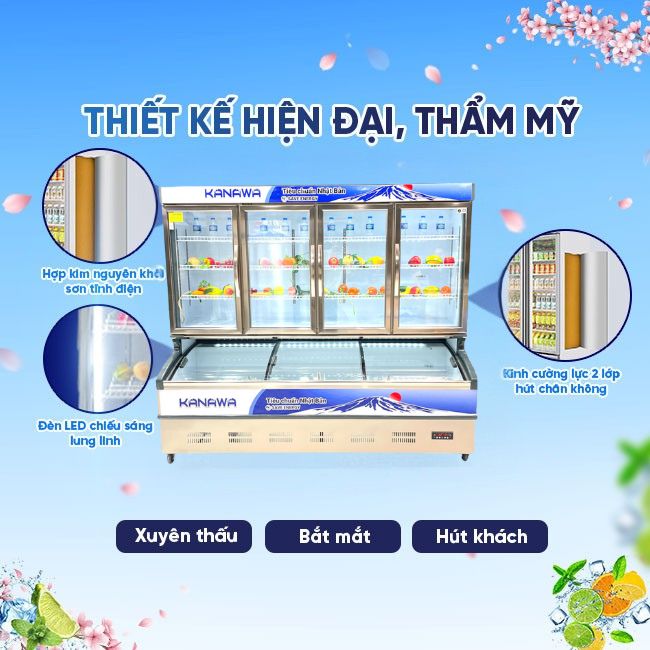 Tủ mát 4 cánh KW-4C2CD 1670L 2 chế độ