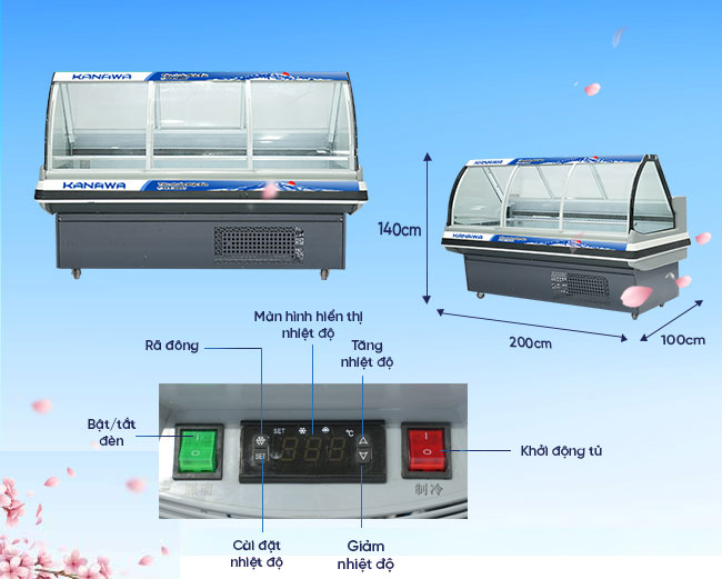Thông số và hệ thống điều khiển của tủ mát trưng bày 3 cánh 2MNM-1168L