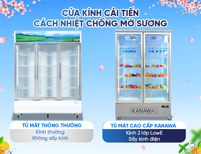 Thiết kế cửa kính tủ mát trưng bày trong suốt