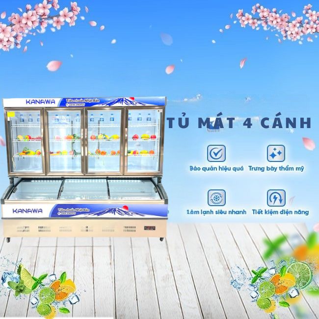 Tủ mát 4 cánh KW-4C2CD 1670L 2 chế độ