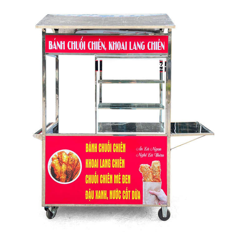 Xe bán đồ ăn vặt khoai lang chiên 1m2 mái bằng V1200-B