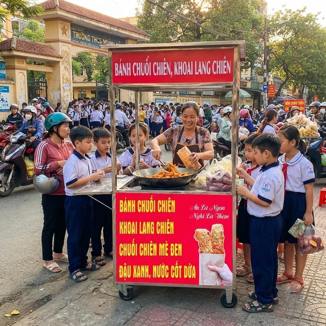 Cổng trường học – Điểm bán vàng vào giờ tan học