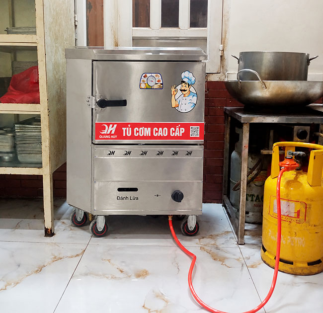Lắp đặt hệ thống cấp gas đối với tủ nấu cơm bằng gas