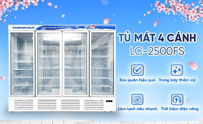 Tủ mát 4 cánh dung tích lớn