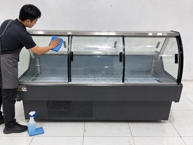 Vệ sinh mặt kính trưng bày