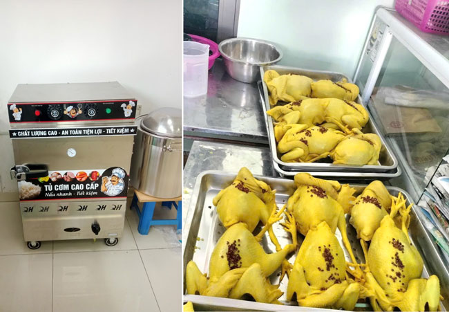 Tủ cơm 4 khay điện gas hấp gà ủ muối
