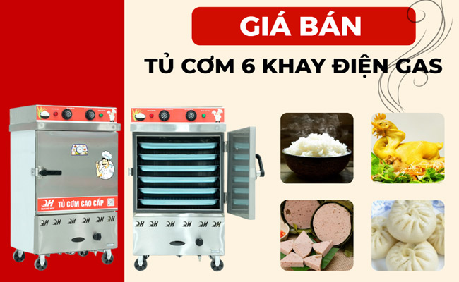 Giá tủ cơm 6 khay điện gas là bao nhiêu?