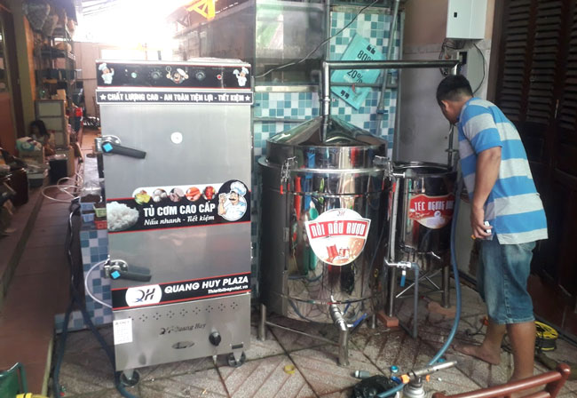 Tủ nấu cơm rượu 8 khay điện gas