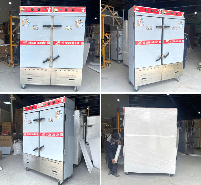Tủ cơm 24 khay điện gas chuẩn bị giao hàng