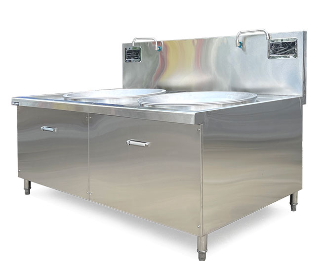 Bếp xào điện từ 2 họng liền chảo 2m tiện ích