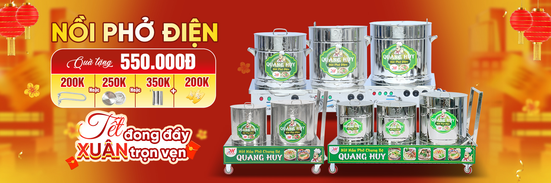 Nồi Nấu Phở Điện 20L-500L Inox 201/304 Giá Tốt Năng Suất Cao