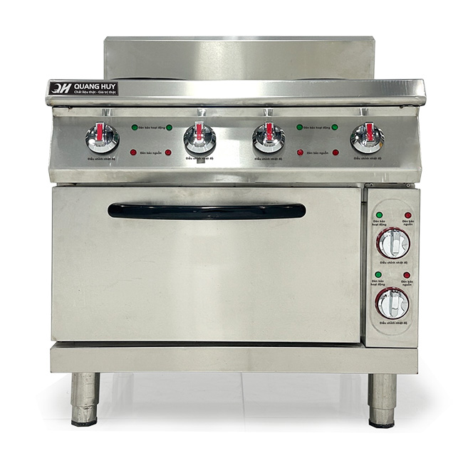 Bếp âu 4 họng công nghiệp mặt từ có lò vi sóng