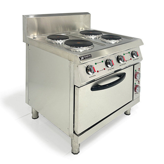 Bếp Âu 4 họng công nghiệp mặt từ có lò vi sóng
