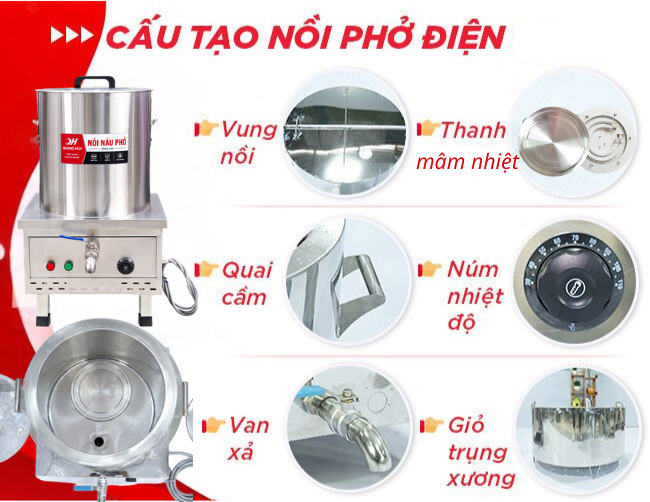 Đặc điểm cấu tạo nổi bật giúp nồi nấu phở tiết kiệm điện