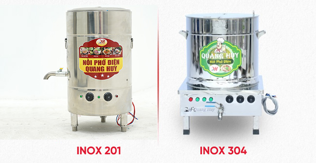 so sánh nồi phở inox 304 và inox 201