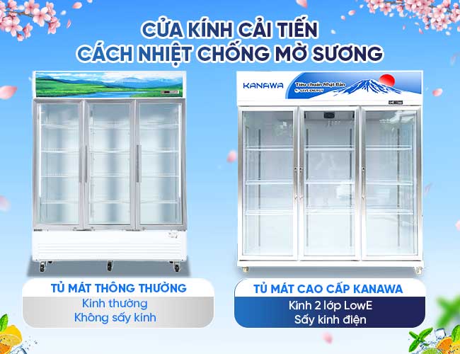 Tủ mát trưng bày 3 cánh kính low-E