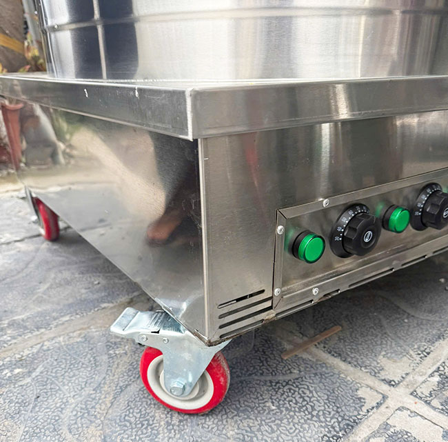 Bánh xe nồi nấu phở điện 200L inox 304