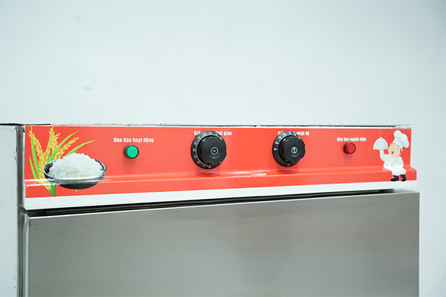 hệ thống điều khiển tủ cơm công nghiệp điện gas 4 khay inox 201