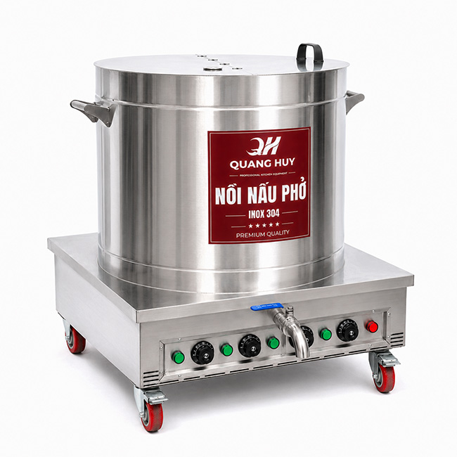 Nồi nấu phở điện 300L inox 304 Quang Huy giá tốt