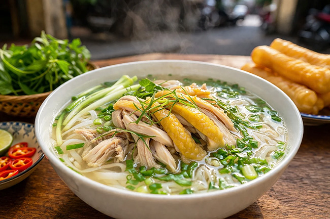 Phở gà nấu bằng nồi nấu phở 2 ngăn