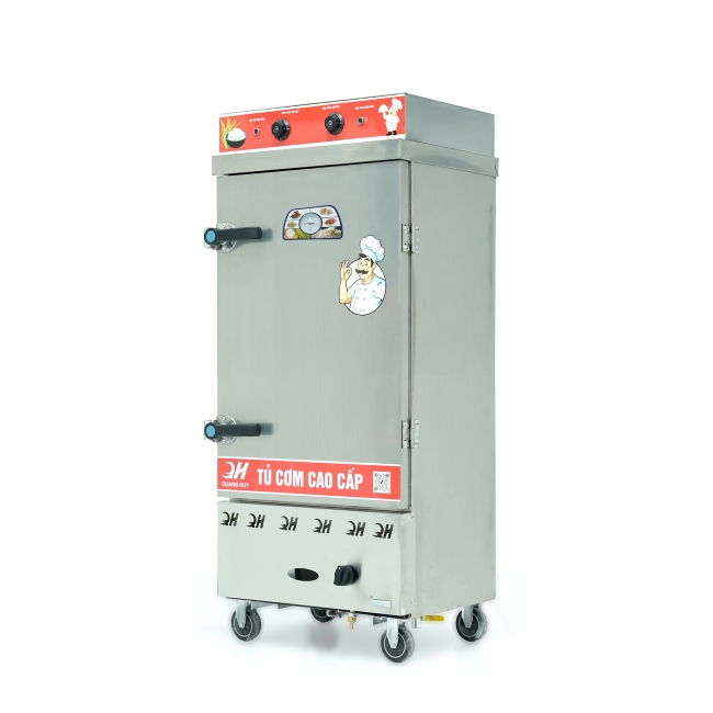 Tủ cơm công nghiệp điện gas 10 khay inox 201 TC10DGL-NK