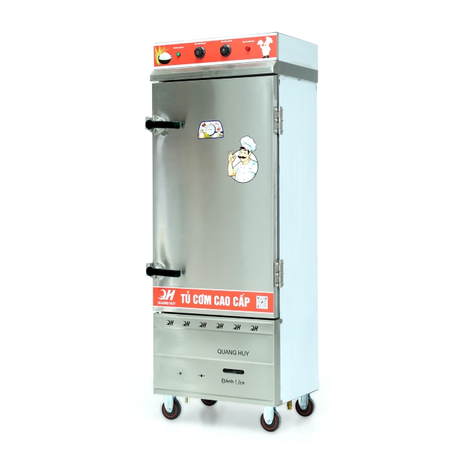 Tủ cơm công nghiệp điện gas 12 khay inox 304 TC12DGL-VN
